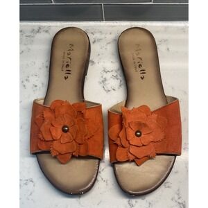Mariella Genuine Suede/Leather Flower Sandal Womens Size 8? Made in Italy Orange
